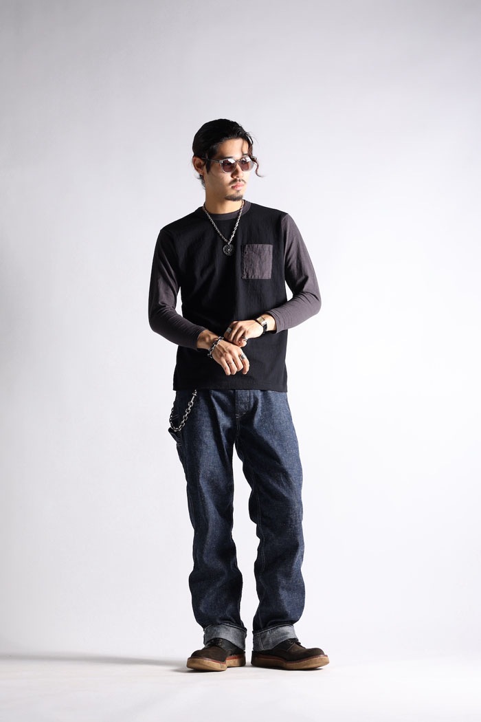 TWO TONE VINTAGE POCKET LONG TEE