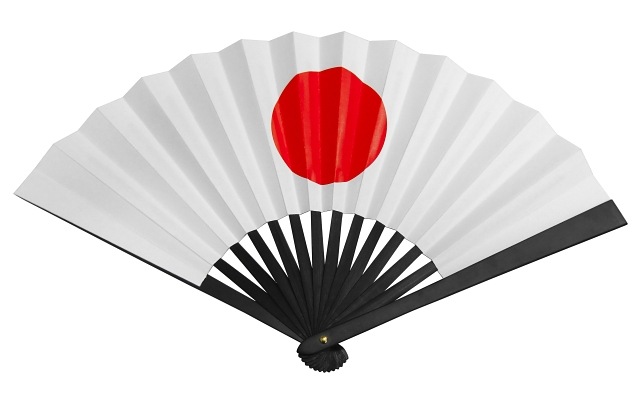 鉄扇8寸 白地・赤日の丸 【TS-W 日の丸】
