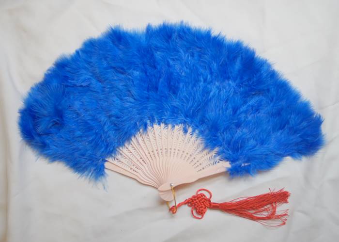高級 羽根扇子 羽毛扇子 羽扇子 ブルー色(青色)