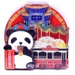 横浜中華街〜みなとみらいエリア・イラスト木製エッチング マグネット 中華パンダ メタリック バージョン JME262|中国民族工芸|中国雑貨