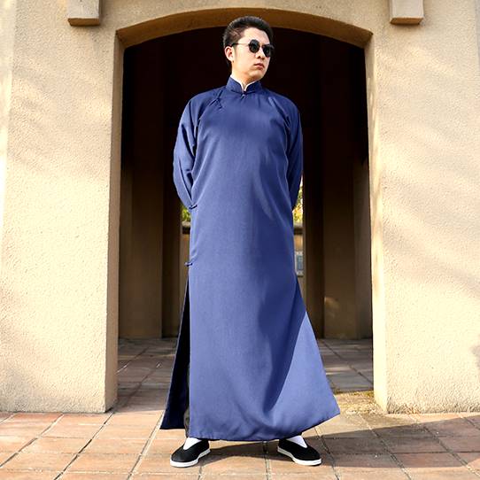 男性チャンパオ 紺色 ネイビー 薄手素材|太極拳/カンフースーツ・チャンパオ|衣類/服飾