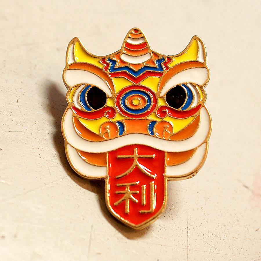 獅子舞 獅子頭 大利 ピンバッジ2|中国民族工芸|中国雑貨