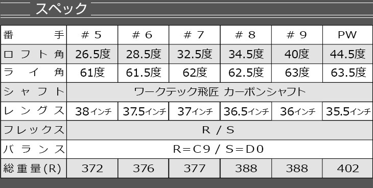 【６本セット】ダイナミクス アイアン （I5-I9,PW） <br>ワークテック飛匠シャフト仕様