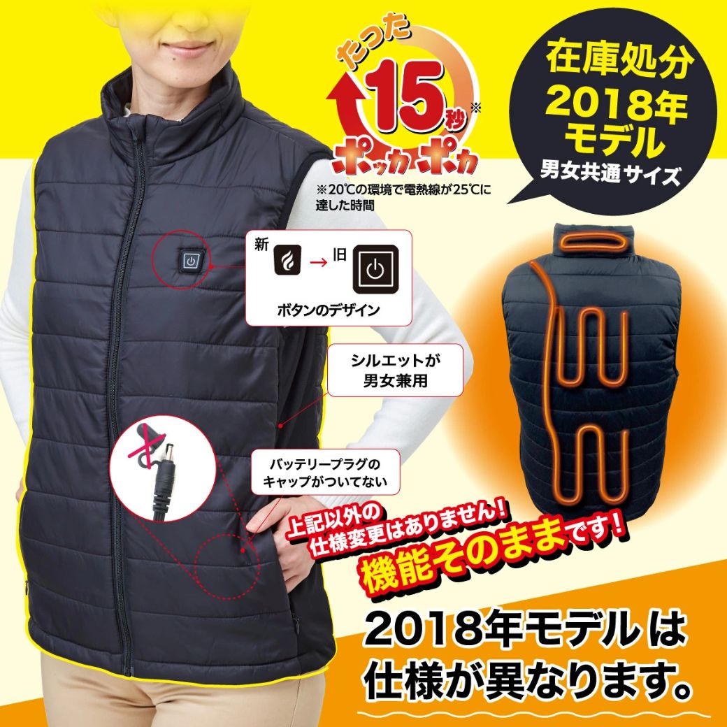 【アウトレット】２枚セット 電熱ベスト ベスト 防寒 ヒーター 電熱ジャケット アウトドア 電気 レディース メンズ あったかベスト 小さめ スピードヒート 【旧品】 セール 防寒 温度調整 Sサイズ バッテリー別売り 専用バッテリーで安心