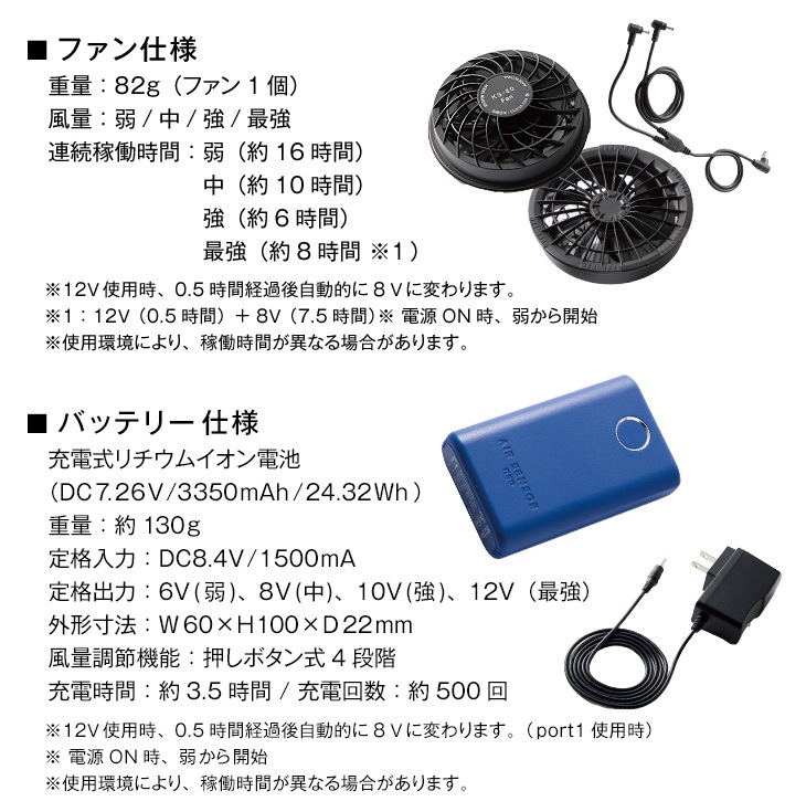 【5枚セット】空冷服 ベスト（ファン・バッテリー付き）