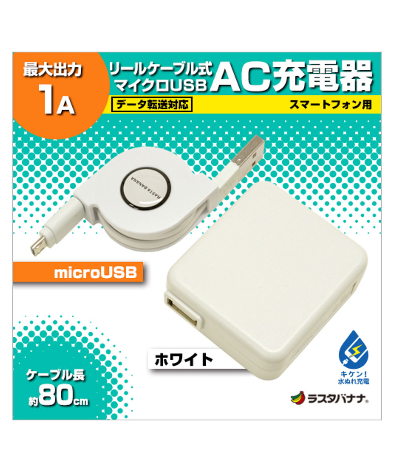 USB�꡼�륱���֥� AC���Ŵ� �ޥ�����USB 1A �ۥ磻�� RBAC097