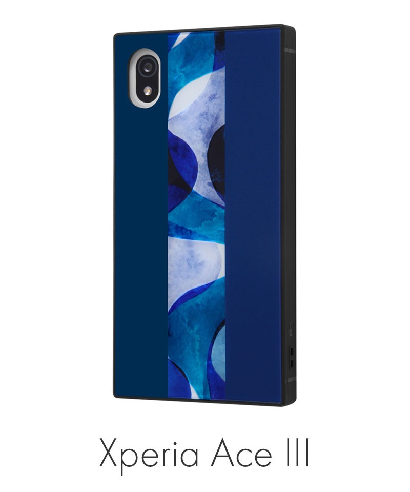 Xperia Ace III 耐衝撃ハイブリッドケース KAKU ストライプ/ブルー INQ