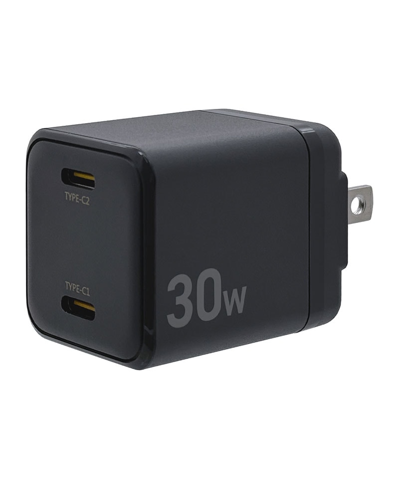 AC���Ŵ� 2�ݡ��� PD�б� AC USB Type-C 30W ����� �����б� 2��Ʊ������ ���㥳���륰�졼 �Ρ��ȥѥ����� PC RAC2C30W01CGRY ���㥳���륰�졼 RAC2C30W01CGRY