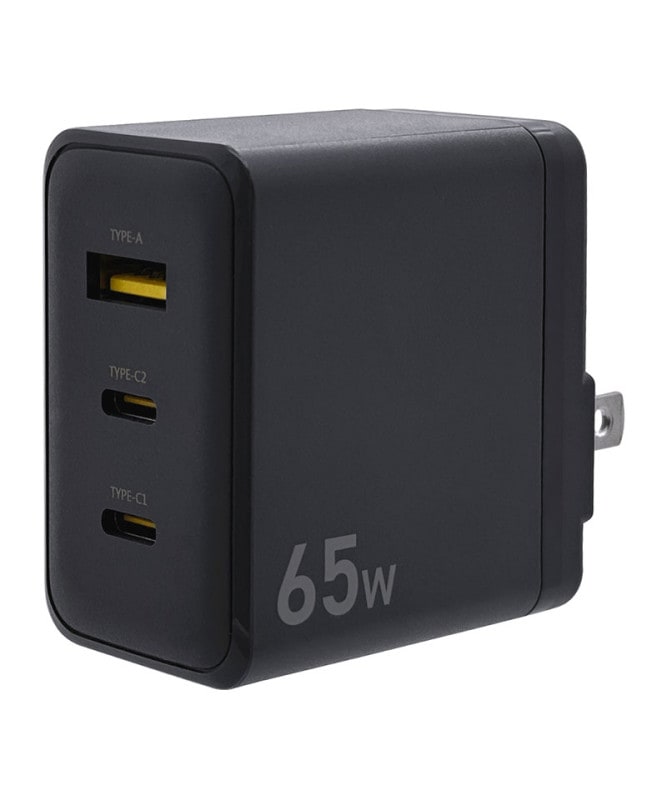AC���Ŵ� 3�ݡ��� PD�б� USB Type-C 65W Type-A 2.4A ����� �����б� 3��Ʊ������ ���㥳���륰�졼 RAC2CA65W01CGRY ���㥳���륰�졼 RAC2CA65W01CGRY
