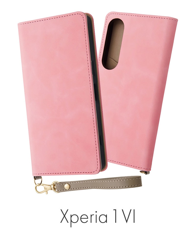 Xperia 1 VI 耐衝撃 手帳型レザーケース Raffine ピンク INRXP1M6DML1/P 手帳型レザーケース