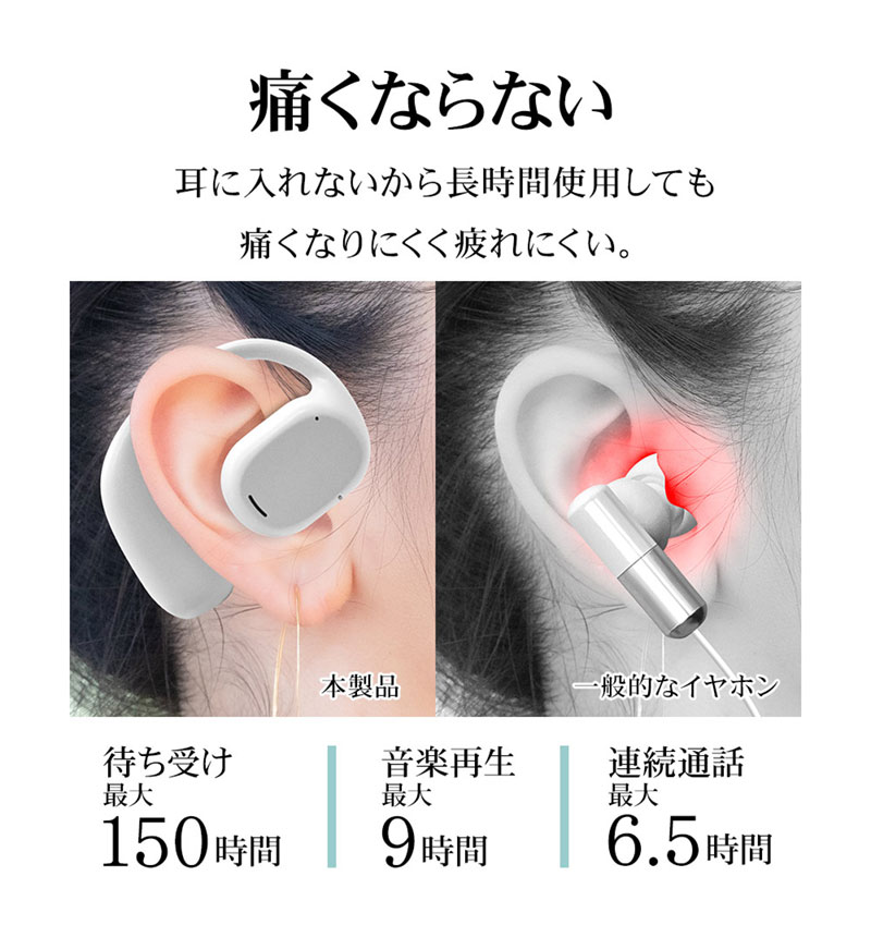 Bluetooth 5.3 Air伝導 空気伝導 IPX4 防水 オープンイヤー 完全