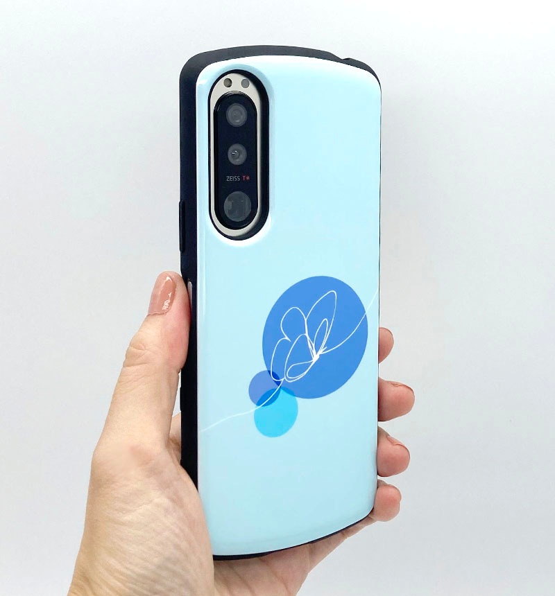 Xperia 5 III 耐衝撃ケース MiA-collection 蝶々/ライトブルー IN