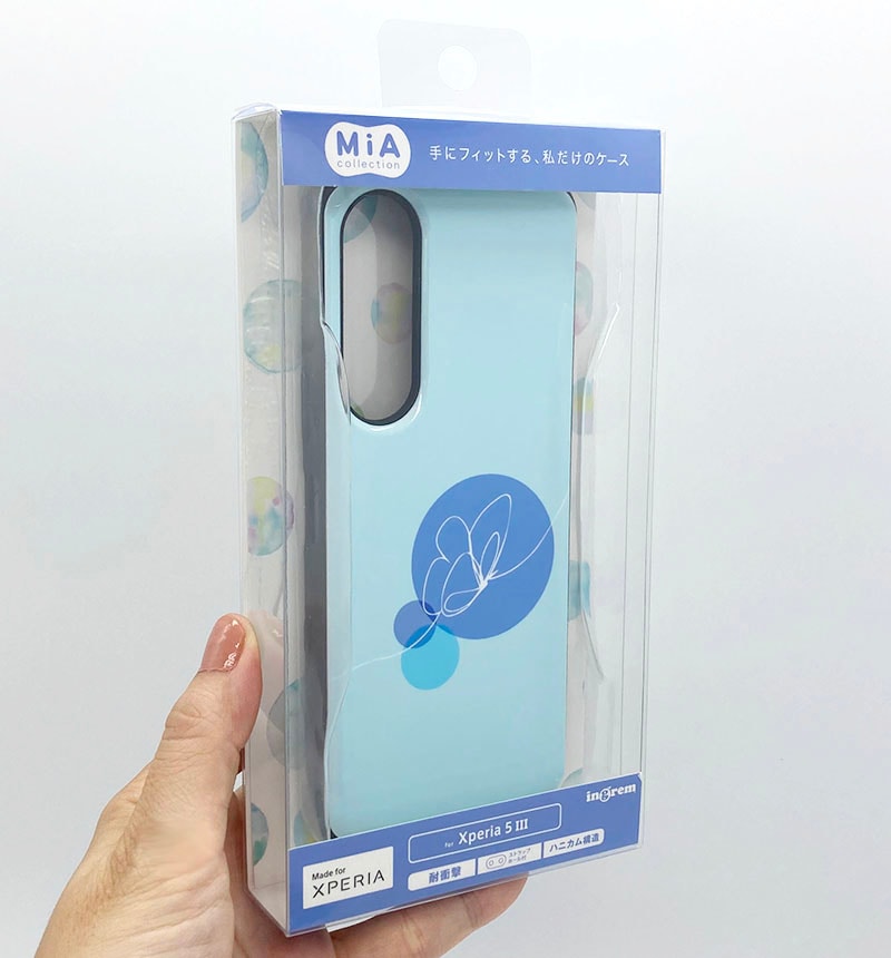 Xperia 5 III 耐衝撃ケース MiA-collection 蝶々/ライトブルー IN