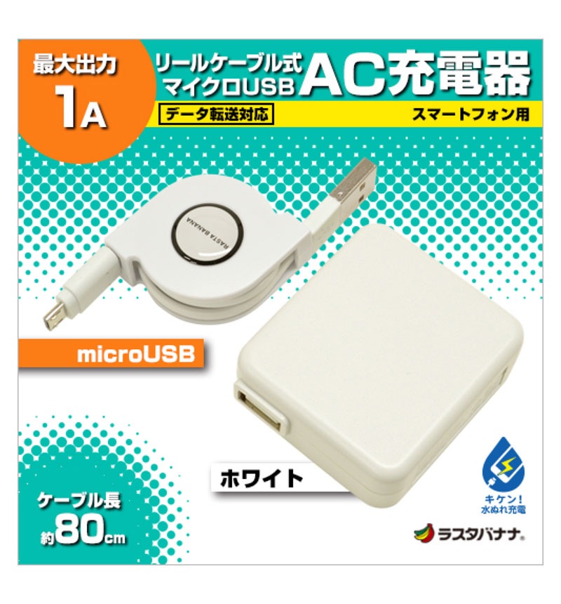 USB�꡼�륱���֥� AC���Ŵ� �ޥ�����USB 1A �ۥ磻�� RBAC097