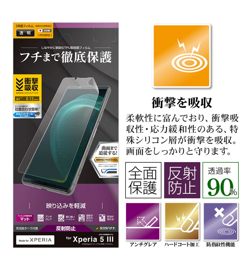 Xperia 5 Iii 薄型tpu 反射防止フィルム クリア Ut3132xp53 保護フィルム Xperiaカバーストア ソニー公認 スマホケース 通販