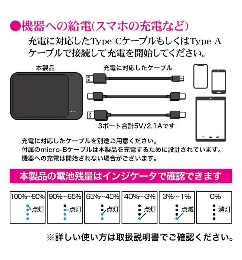 �饹���Хʥ� ���ޥ� ���֥�å� ��Х���Хåƥ꡼ 5000mAh 2.1A USB Type-C Type-A �ۥ磻�� 3��Ʊ������ RLI050M2A02WH �ۥ磻�� RLI050M2A02WH