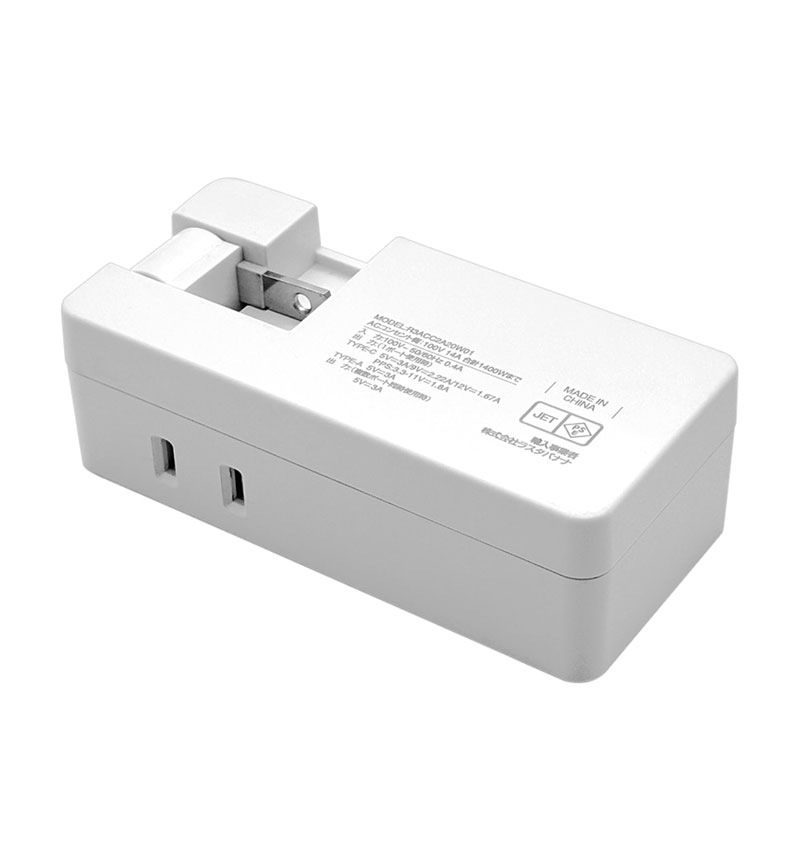 ���Ŵ� AC�����ץ��� AC���Ŵ�  USB�ݡ��� ������C USB Type-C PD �ѥ�ǥ�Х꡼ 20��å� 3���󥻥�� ������A USB Type-A 2�ĸ� 15W �ۥ磻�� iPhone Android R3ACC2A20W01WH �ۥ磻�� R3ACC2A20W01WH