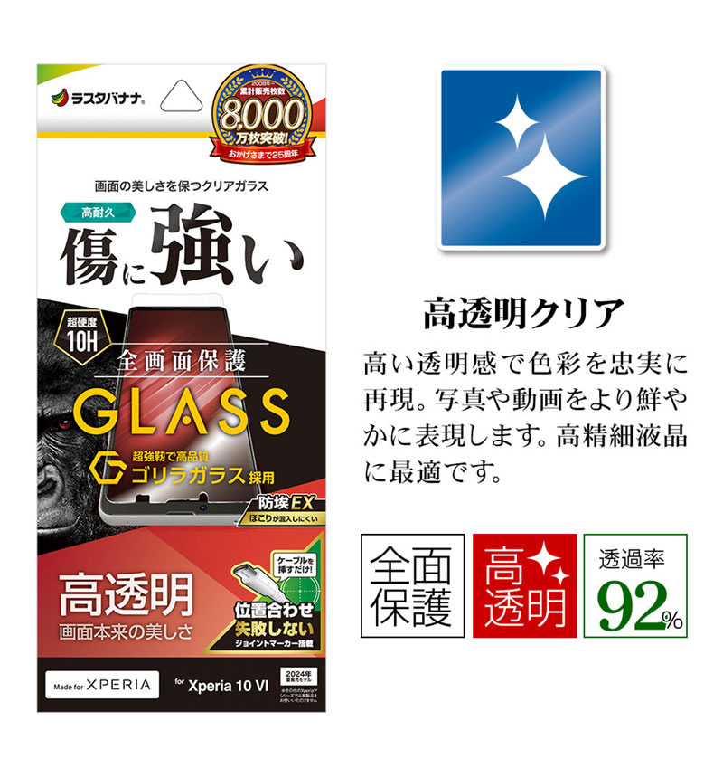 Xperia 10 VI ����饬�饹�ե���� �����ݸ� ��Ʃ�� ����10H Ž���դ�������祤��ȥޡ������� ��Լ �饹���Хʥ� ���ꥢ_����� GG4218XP106