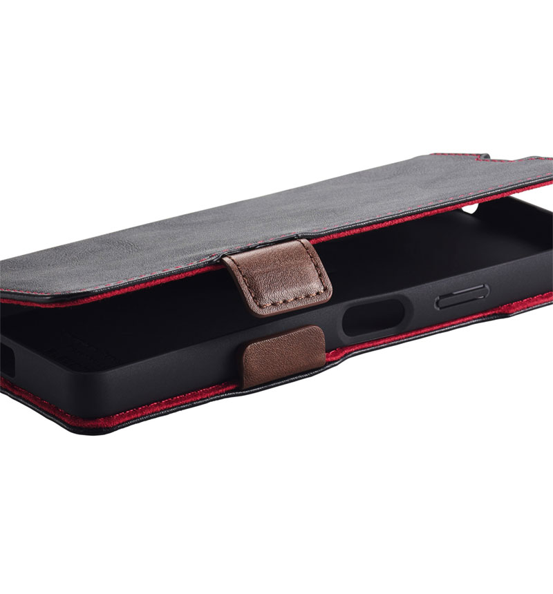 Xperia 1 VI ソフトレザーケース 磁石付 耐衝撃 ステッチ ブラック PM