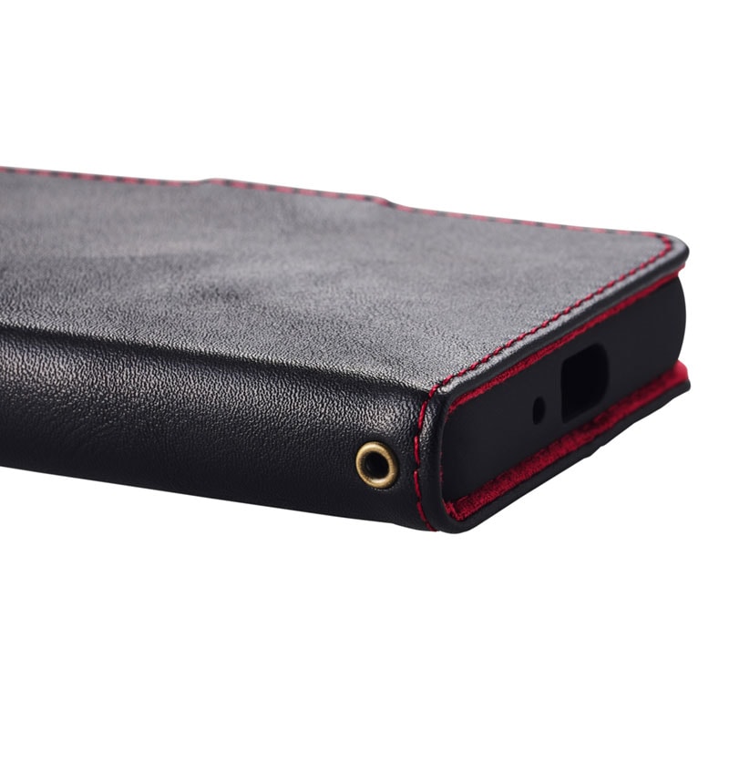 Xperia 1 VI ソフトレザーケース 磁石付 耐衝撃 ステッチ ブラック PM