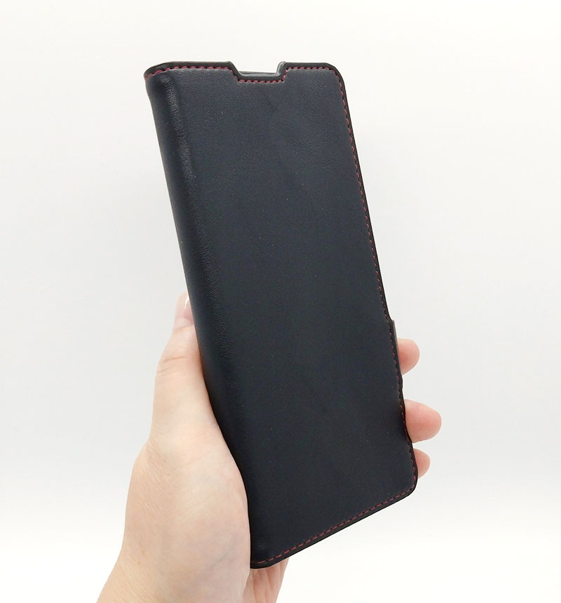 Xperia 1 VI ソフトレザーケース 磁石付 耐衝撃 ステッチ ブラック PM