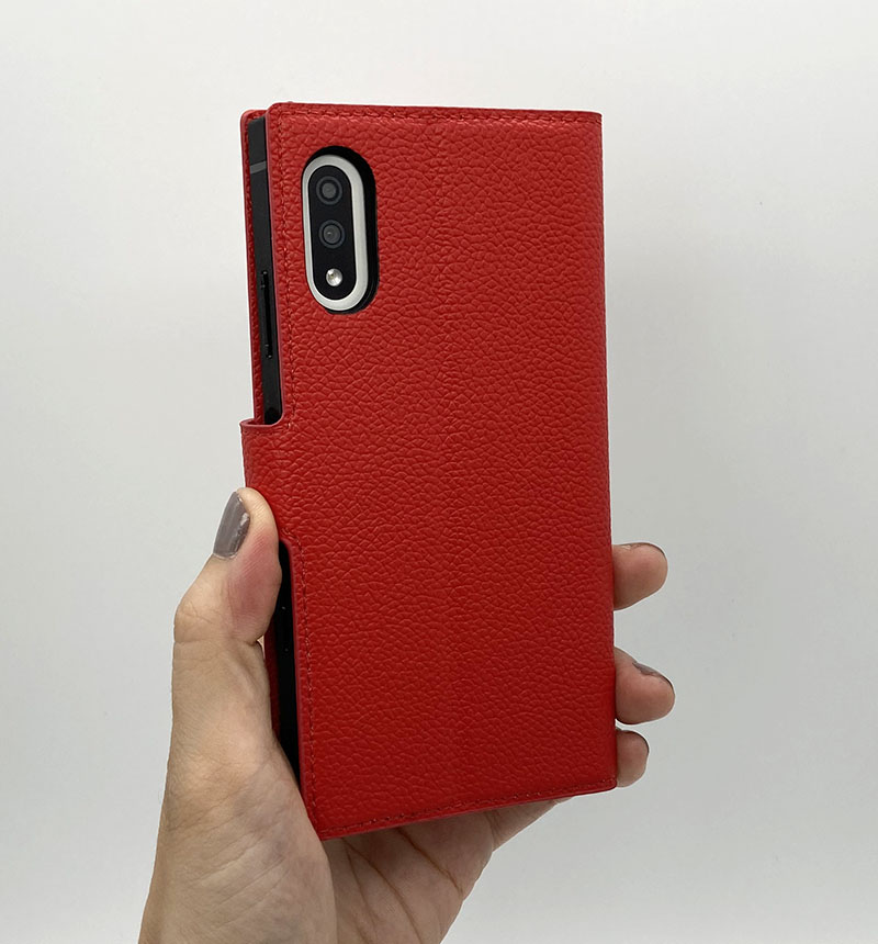 Xperia Ace II 耐衝撃 手帳型レザーケース TETRA レッド RT