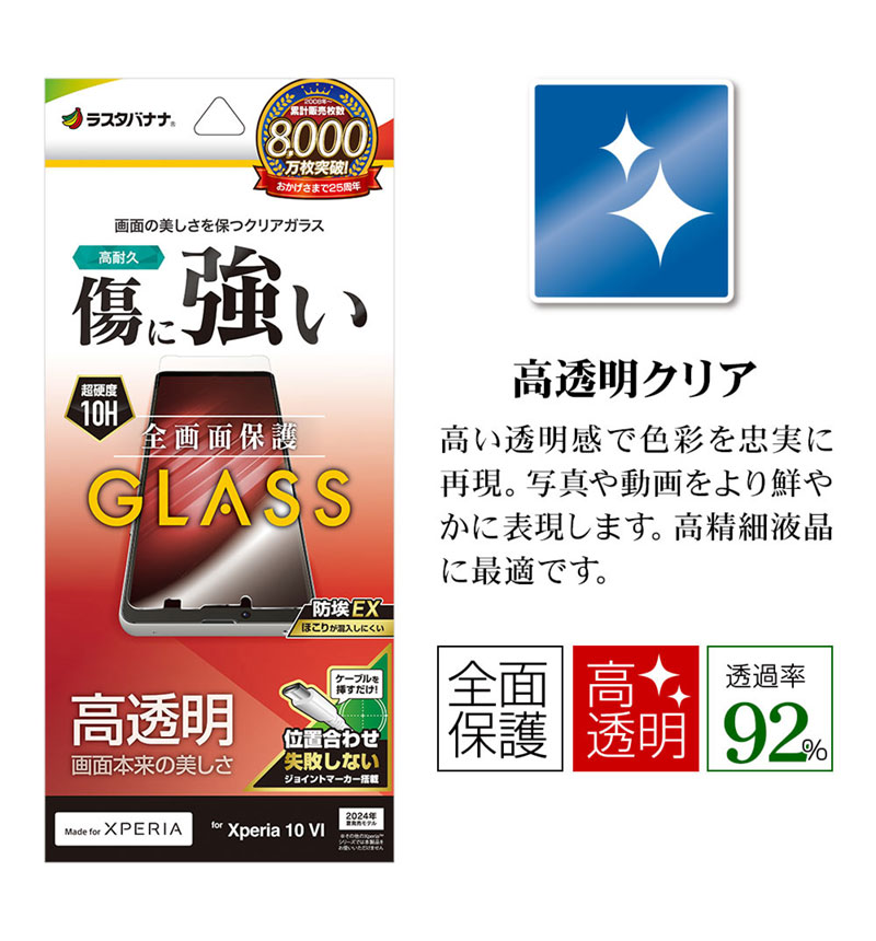 Xperia 10 VI ���饹�ե���� �����ݸ� ��Ʃ�� 0.33mm ����10H Ž���դ�������祤��ȥޡ������� ��Լ�饹���Хʥ� ���ꥢ_����� GP4216XP106