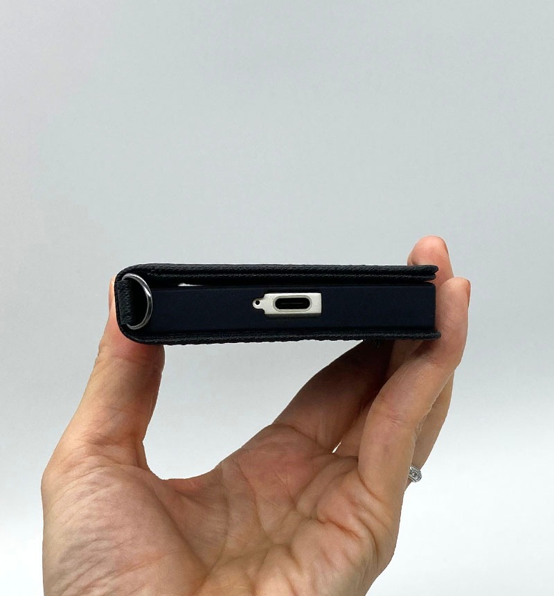 Xperia 5 IV 耐衝撃 手帳型レザーケース KAKU Durable ブラック