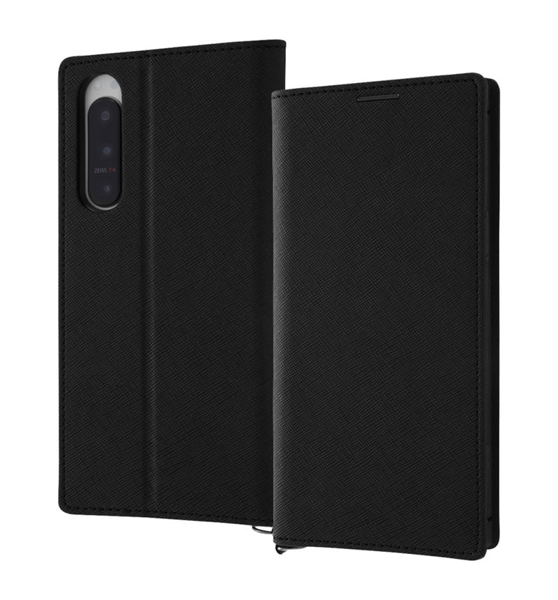 Xperia 5 IV 耐衝撃 手帳型レザーケース KAKU Durable ブラック