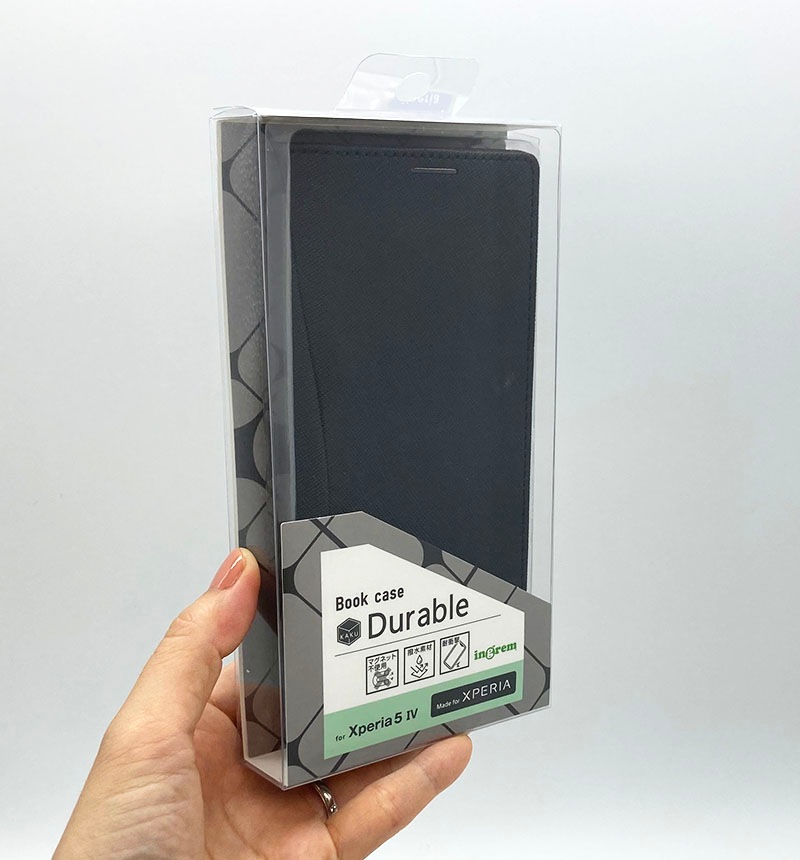 Xperia 5 IV 耐衝撃 手帳型レザーケース KAKU Durable ブラック