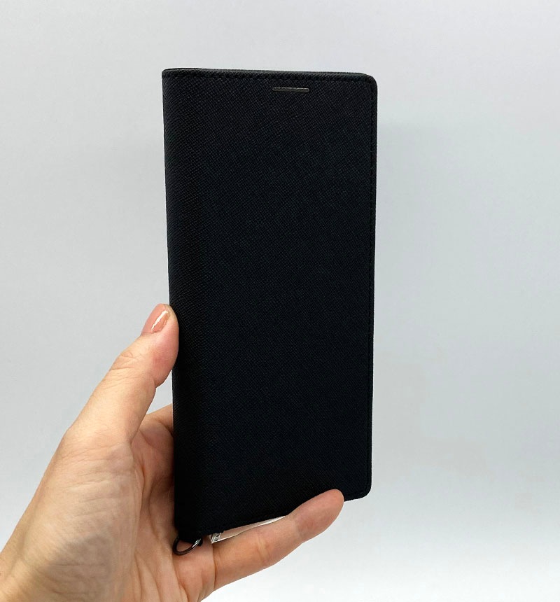 Xperia 5 IV 耐衝撃 手帳型レザーケース KAKU Durable ブラック