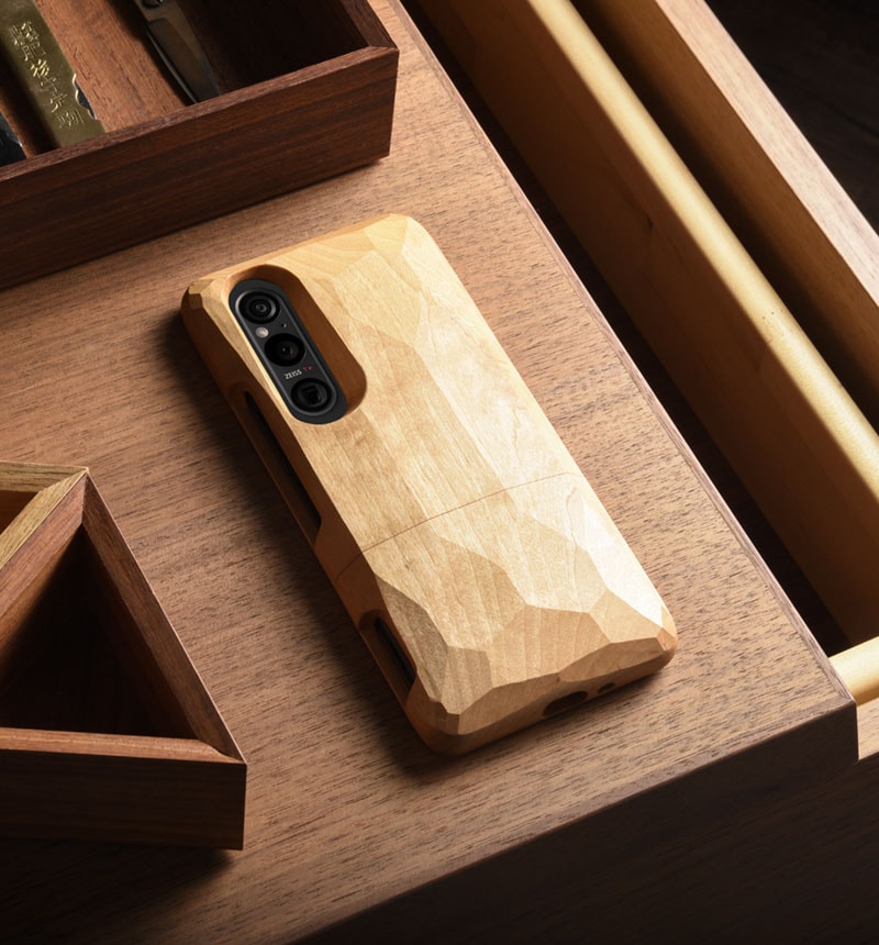 【新品未使用】すずりと木製ケース Real Wood Case for Xperia 1 V / 1 IV 平彫 さくら/オイル 平彫