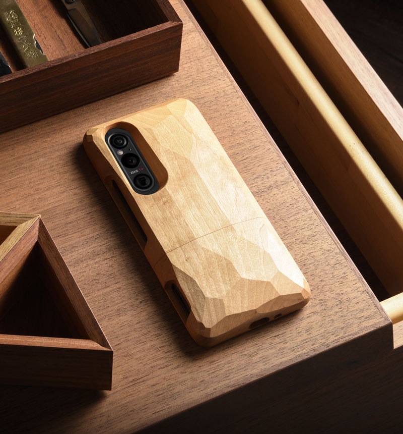 Real Wood Case for Xperia 1 V / 1 IV 平彫 さくら/オイル 平彫