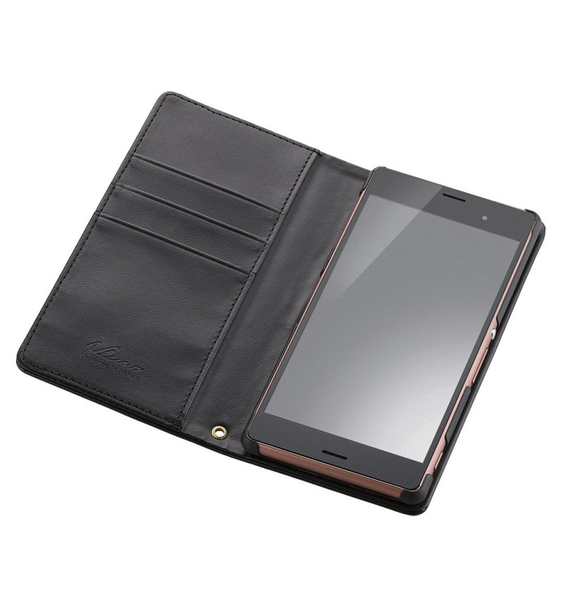 Xperia(TM)Z3�ѥ��եȥ쥶�����С�/���ե�å� �֥�å� PM-SOZ3PLFYBK