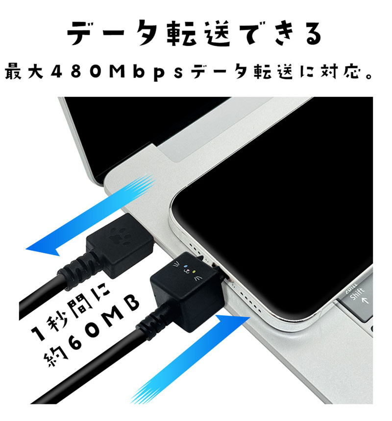 ��Фˤ㡼 ���ޥ� �����֥� ������Τ����������֥� ���� �̿� Type-A to Type-C 3A 1m iPhone Android ��Х˥㡼 ���� R10CAAC3A06GOM