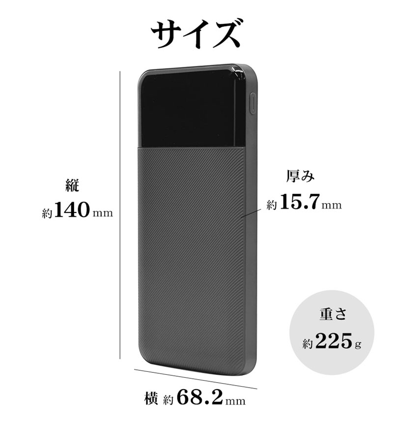 ����Ŵ �������Хåƥ꡼ 10000mAh 3�ݡ��� USB Type-C PD�б� 20W Type-A ���� ���㥳���륰�졼 RLI100C20W03CGRY
