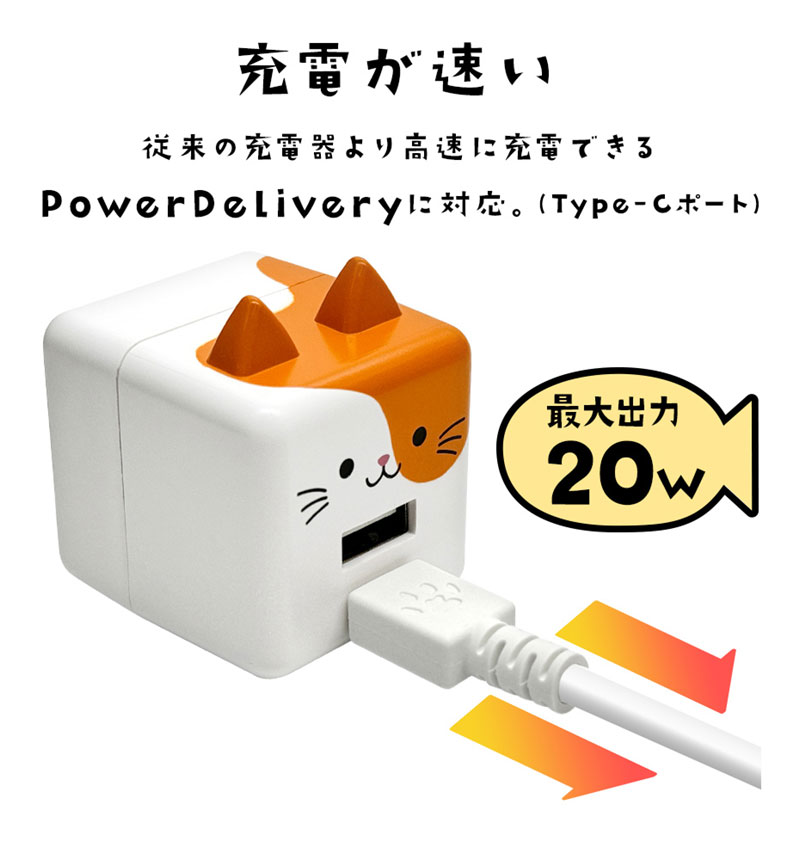 �ڥ����� 10%OFF�ۥ�Фˤ㡼 USB���Ŵ� 2�ݡ���PD�б� USB Type-C Power Delivery 20W Type-A 2.4A ��Х˥㡼 �쥪 RACCA20W03LEO