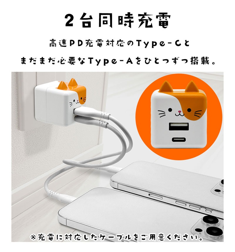 �ڥ����� 10%OFF�ۥ�Фˤ㡼 USB���Ŵ� 2�ݡ���PD�б� USB Type-C Power Delivery 20W Type-A 2.4A ��Х˥㡼 �쥪 RACCA20W03LEO