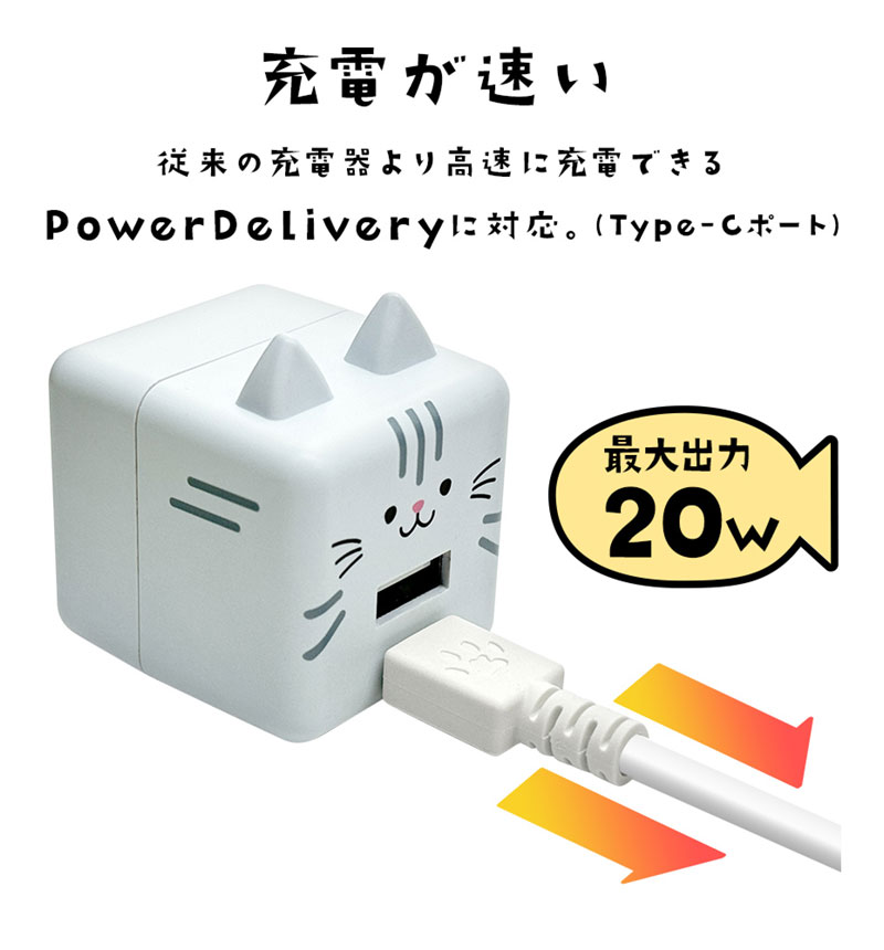 Фˤ㡼 USBŴ 2ݡPDб USB Type-C Power Delivery 20W Type-A 2.4A Х˥㡼  RACCA20W03RIN