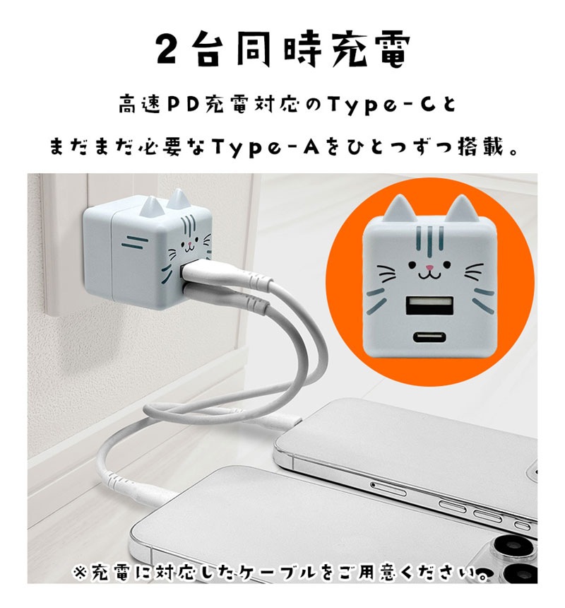 Фˤ㡼 USBŴ 2ݡPDб USB Type-C Power Delivery 20W Type-A 2.4A Х˥㡼  RACCA20W03RIN