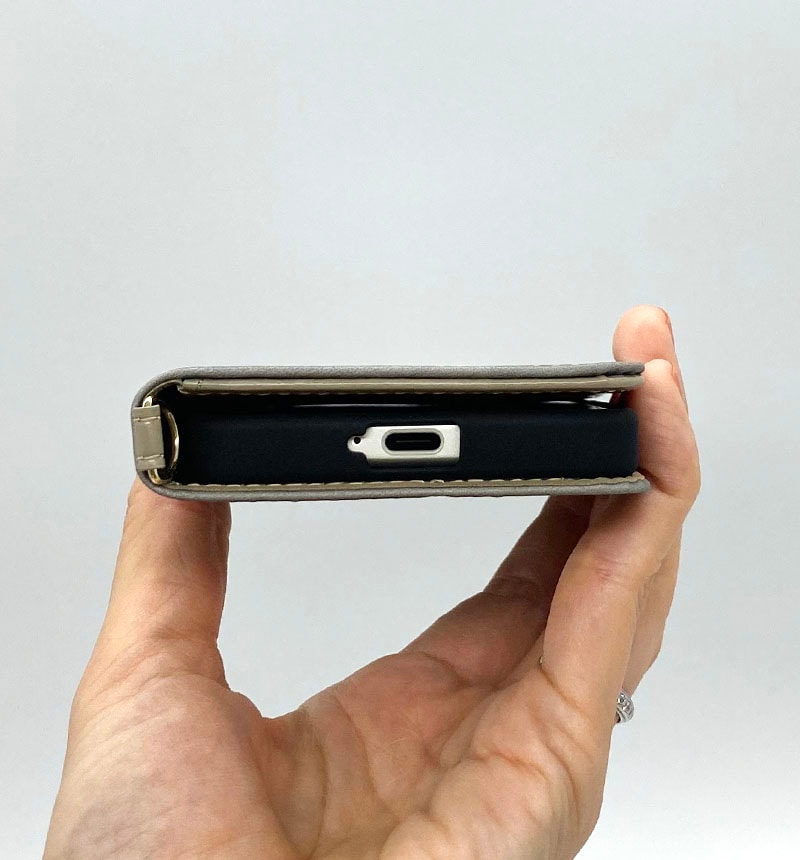 Xperia 5 IV 耐衝撃 手帳型レザーケース Raffine グレー IN-RXP5M4DML1