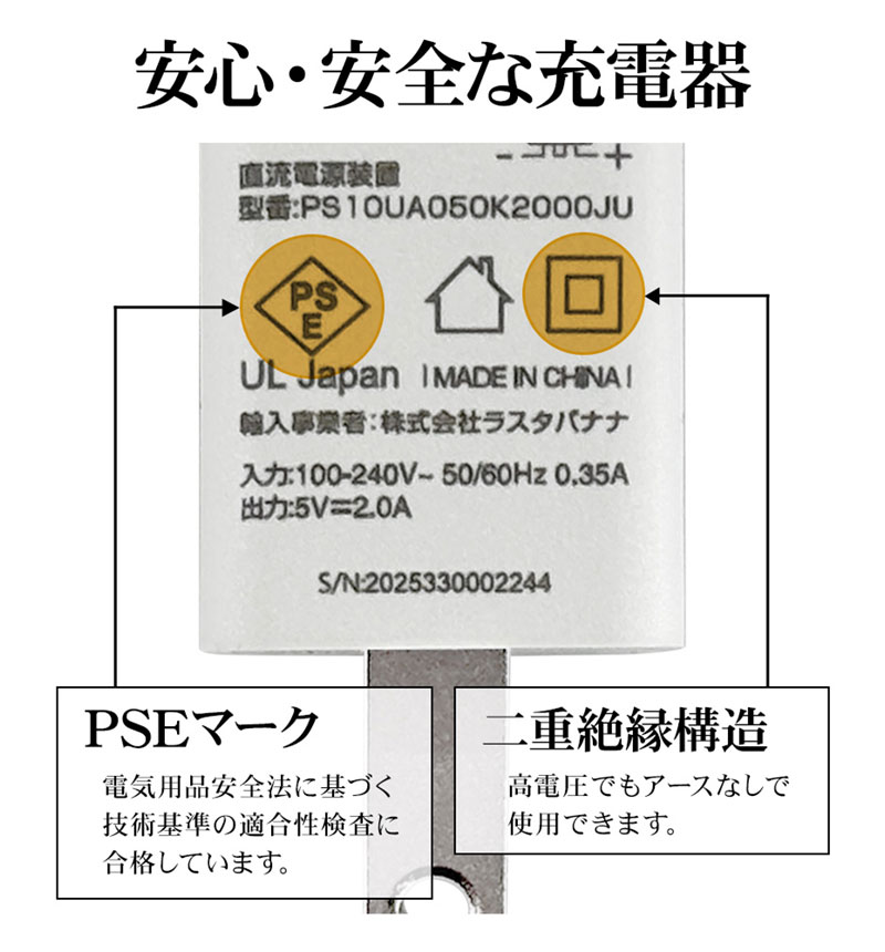 ���Ŵ� AC�����ץ��� USB���Ŵ� ������A 2����ڥ� ���� ���󥻥�� AC USB Type-A typea 2A ����ѥ��� �ۥ磻�� RACA2A03WH