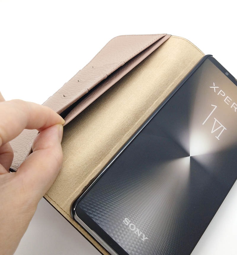 Xperia 1 VI �ܳ� ���ɥꥢ�쥶�� ��Ģ�������� �ԥ󥯥١����� 100061917-015-pinkbeige