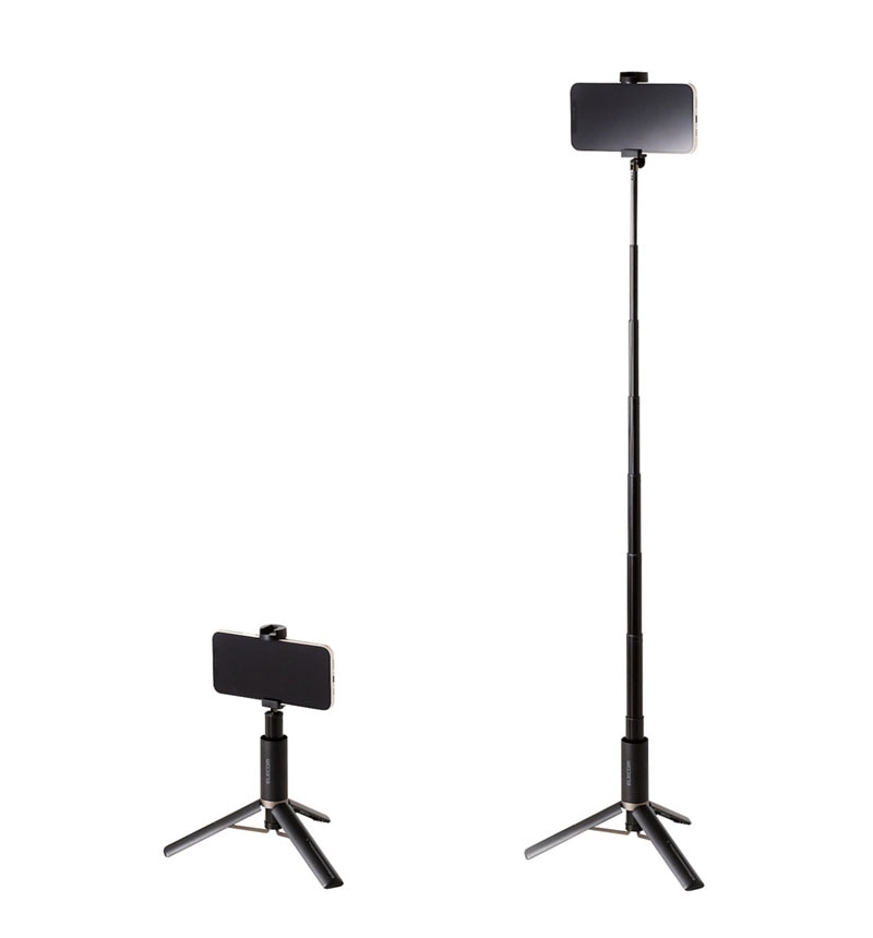 スマートフォン用三脚/自撮り棒/2way/ホルダー一体型 ブラック P