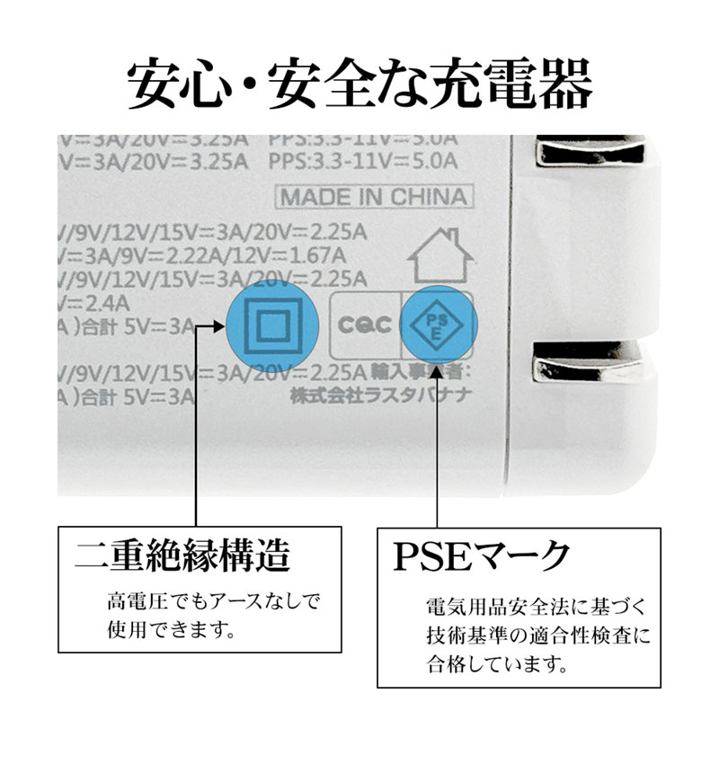 AC���Ŵ� 3�ݡ��� PD�б� USB Type-C 65W Type-A 2.4A ����� �����б� 3��Ʊ������ �ۥ磻�� RAC2CA65W01WH �ۥ磻�� RAC2CA65W01WH