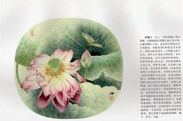 着色十二花神夏の牡丹・蓮・石榴 実用原大白描 大人の塗り絵 中国絵画