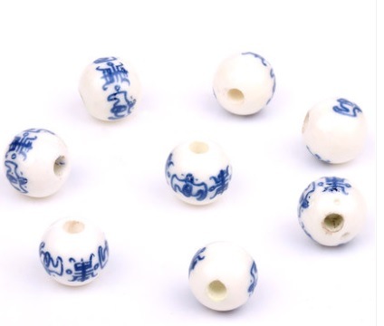 福寿 陶器ビーズ 12mm 中国景徳鎮diyセラミックビーズ 中国結びパーツ