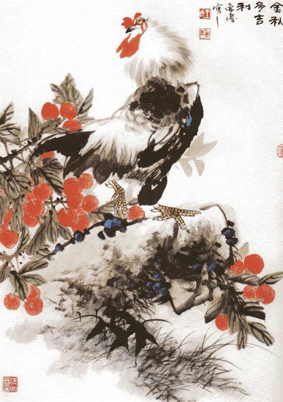 にわとり 彩墨鶏画法 中国画技法 中国絵画/彩墨鸡画法 | 中国