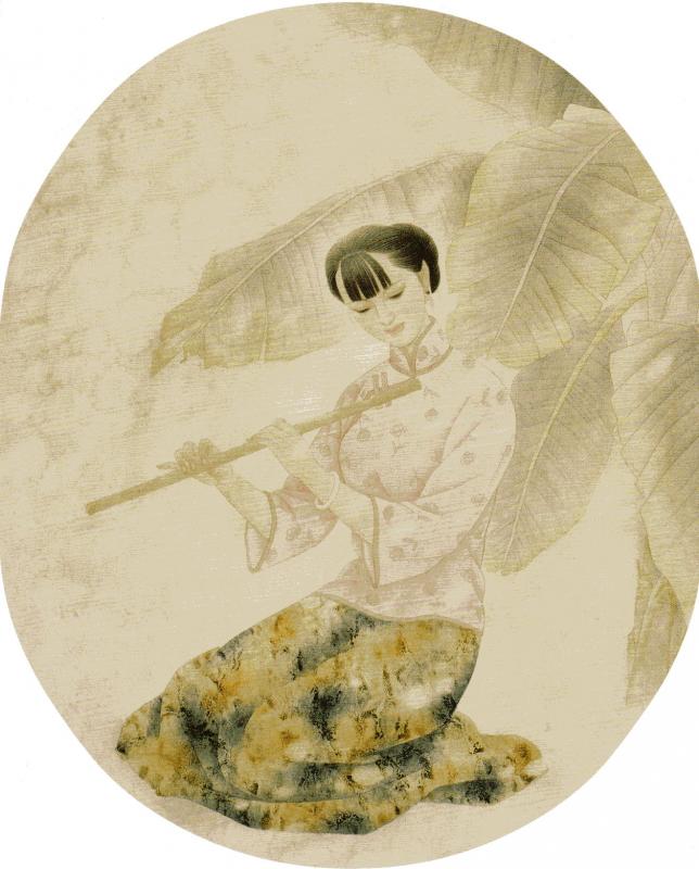 中国美術 青花 人物絵 筆筒 壷(K-LC852) 中国美術 青花 人物絵 筆筒 壷(K-LC852)