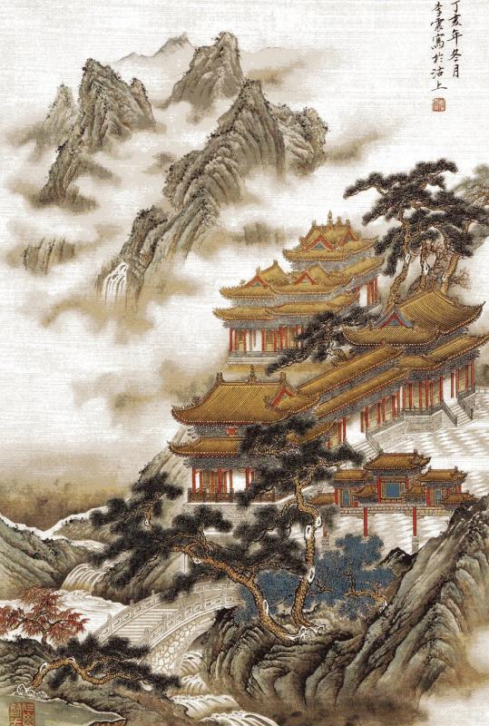 ろうかく 亭台楼閣画法 中国画技法 中国絵画/亭台楼阁画法